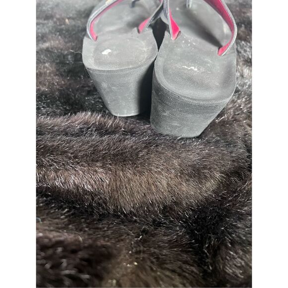 Coach Jolene Leather Platform Signature Flip Flop Sandals 8 B Signature C Black - Picture 3 of 7